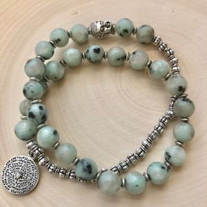 Kiwi Jasper Mala Gemstone Bead Bracelet 🍀